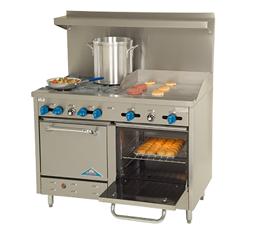 Comstock-Castle , F3218-24, Range, 48", 4 Burners, 24" Griddle
