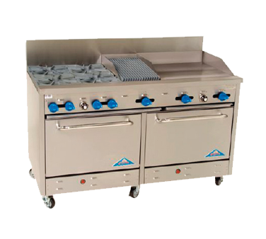 Comstock-Castle , F3226-24-1RB, Range, 60", 4 Burners, 24" Griddle, 12" Charbroiler