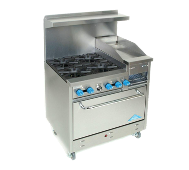 Comstock-Castle , F330-12B, Range, 36", 4 Burners, 12" Griddle/Broiler