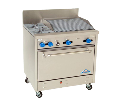 Comstock-Castle , F330-2RB, Range, 36", 2 Burners, 24" Charbroiler