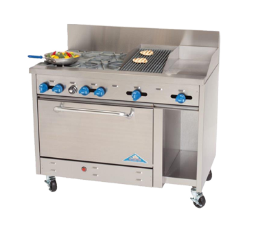 Comstock-Castle , F3430-12-1RB, Range, 48", 4 Open Burners, 12" Griddle, 12" Charbroiler