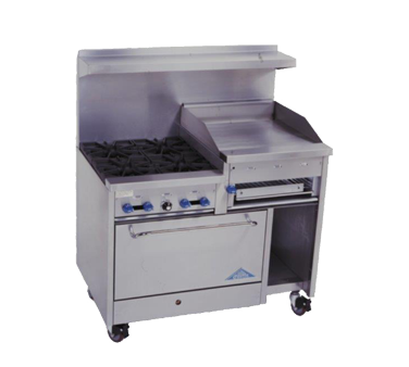 Comstock-Castle , F3430-24B, Range, 48", 4 Open Burners, 24" Griddle/Broiler