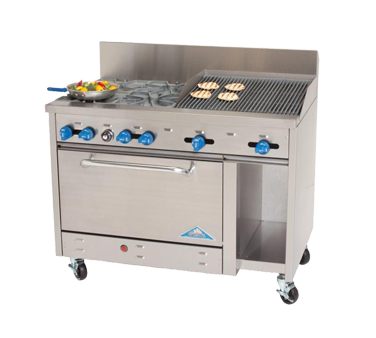 Comstock-Castle , F3430-2RB, Range, 48", 4 Open Burners, 24" Charbroiler
